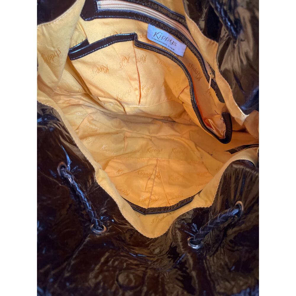 Kippys Brown Glossed Leather Floral Embossed Large Shoulder Bag‎ - Picture 9 of 12